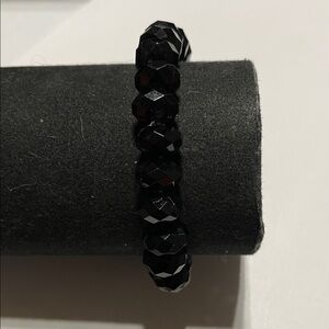Faceted Black Bead Stretch Bracelet